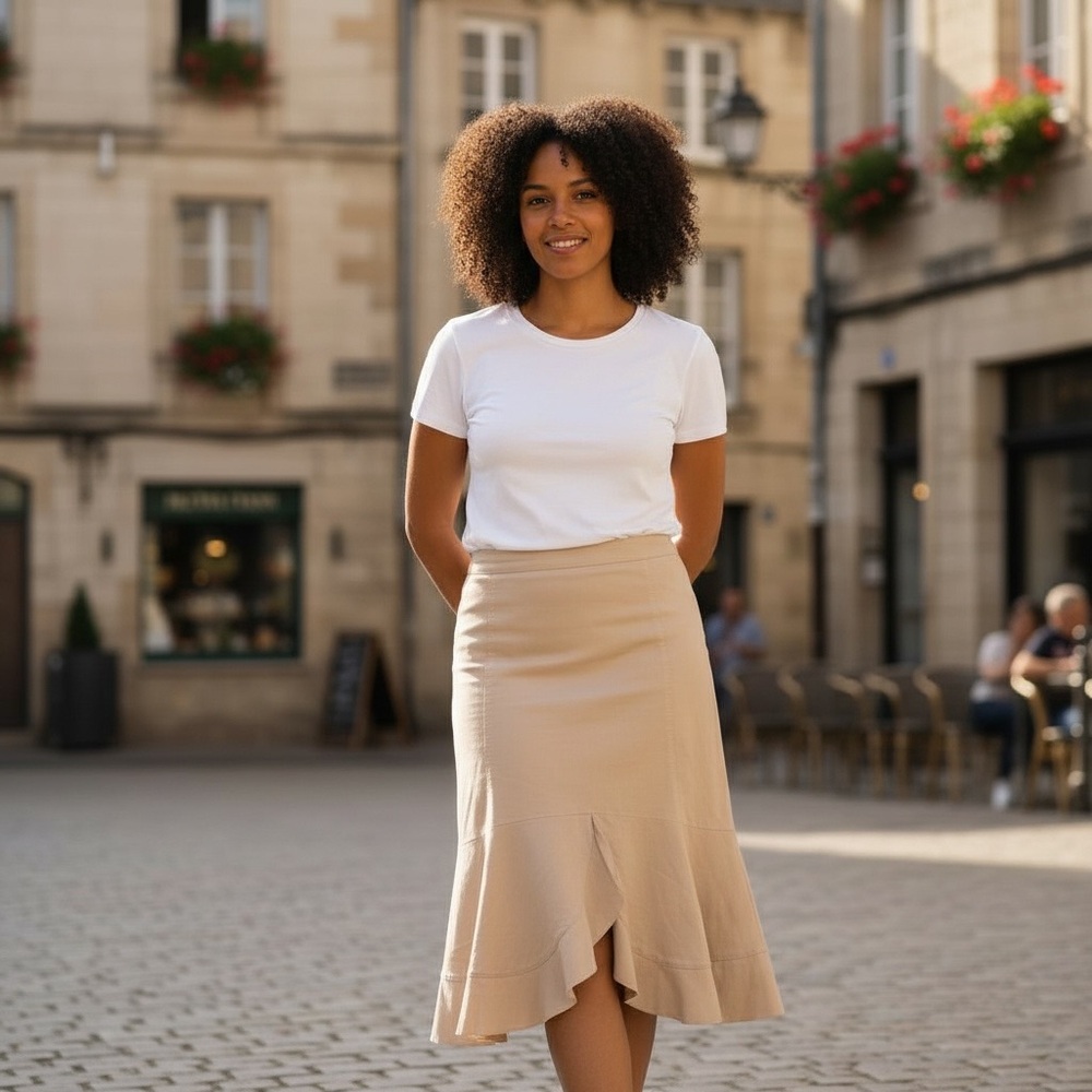 H&M Asymmetrical Ruffle Hem Solid Skirt
